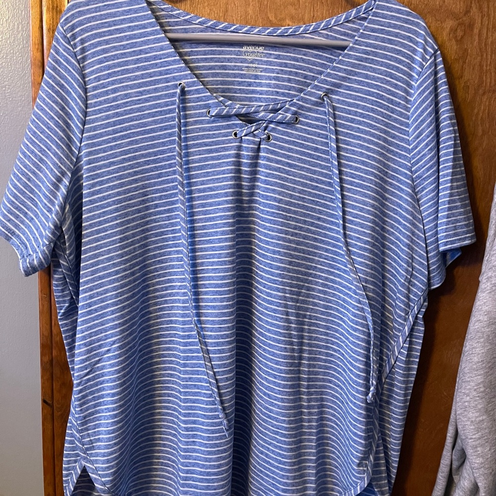 striped strappy v-neck tee